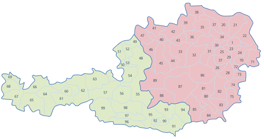 Gebietskarte Österreich